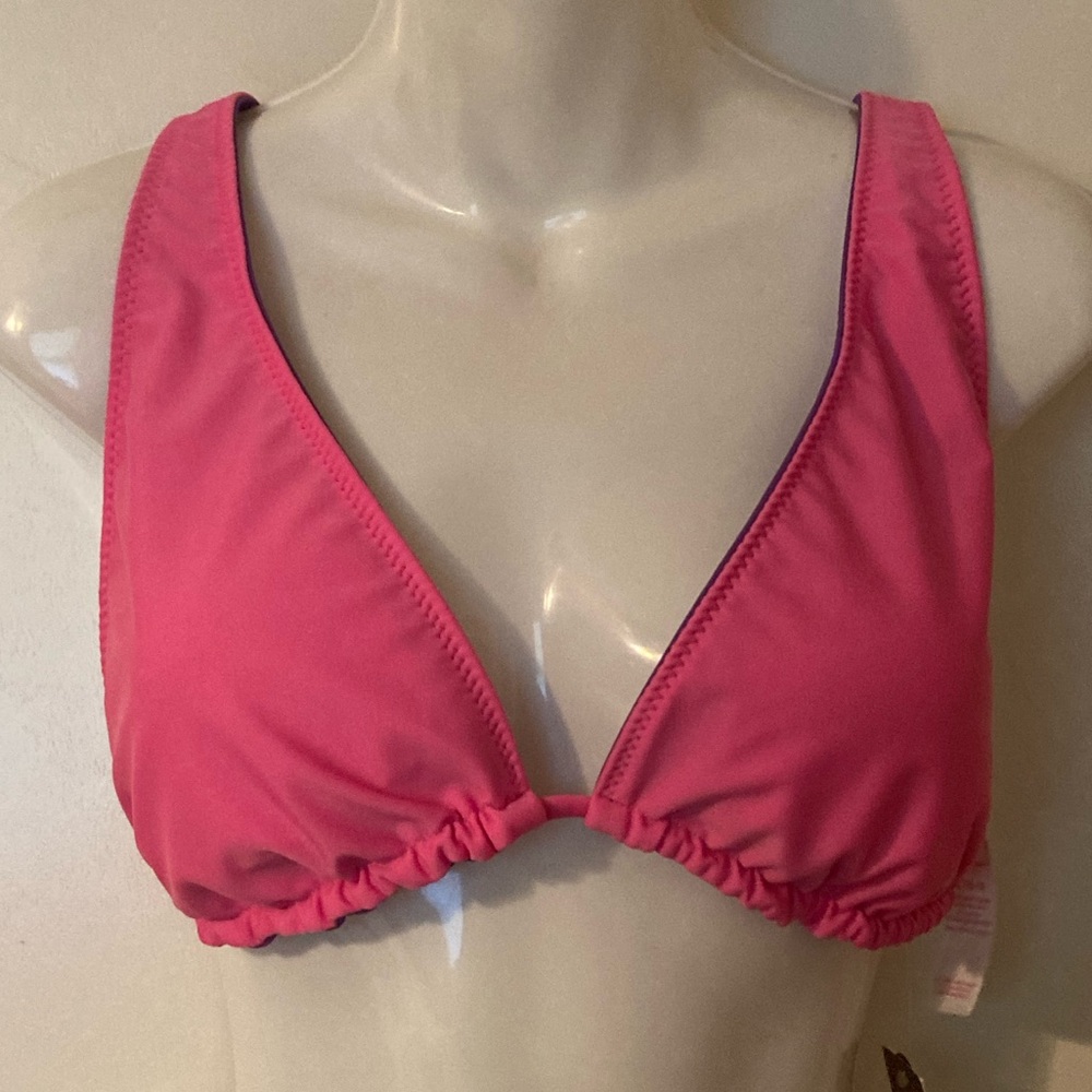 NWT XL Junior’s Girls bikini swim top 15/17 reversible pink purple No Boundaries